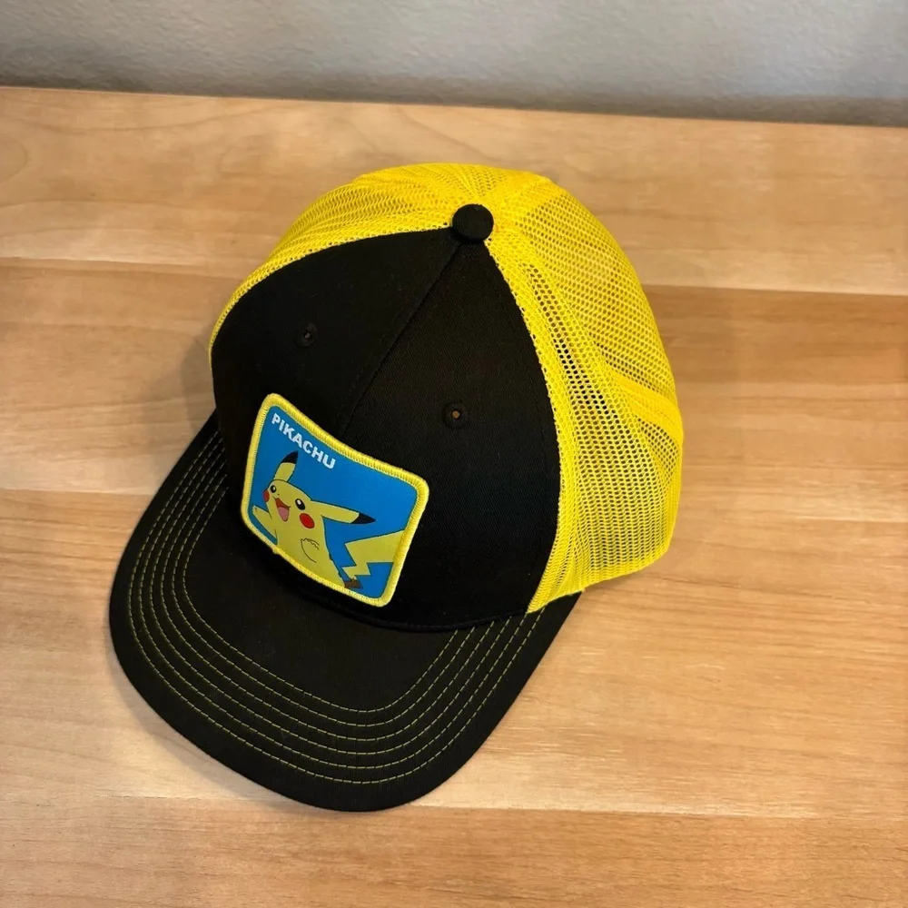 2024 Pokemon Pikachu Adjustable Snap Back Yellow Black Trucker Mesh Hat